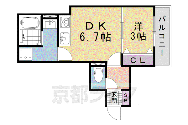京阪電気鉄道京津線 四宮駅 徒歩4分  新築(1DK/2階)の間取り写真
