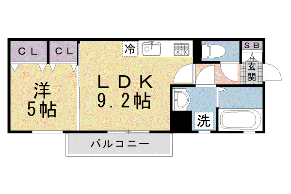 京阪電気鉄道交野線 宮之阪駅 徒歩13分 3階建 築1年(1LDK/1階)の間取り写真