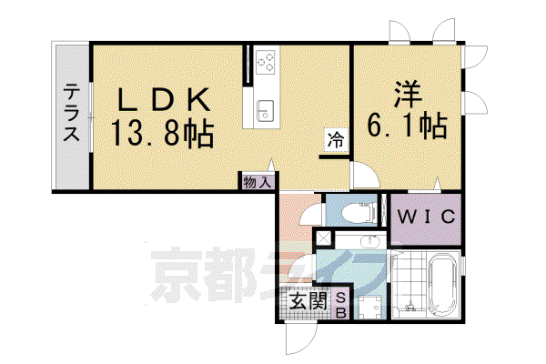茶屋後・GK(1LDK/1階)の間取り写真