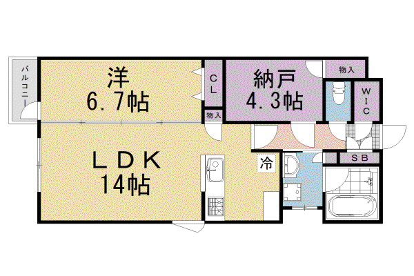 阪急電鉄京都線 大宮駅(京都) 徒歩4分 3階建 築1年(1SLDK/2階)の間取り写真