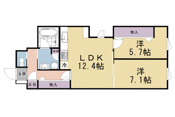 阪急電鉄京都線 大宮駅(京都) 徒歩4分 3階建 築1年(2LDK/1階)の間取り写真