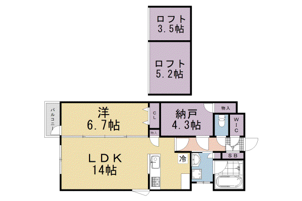 阪急電鉄京都線 大宮駅(京都) 徒歩4分 3階建 築1年(1SLDK/3階)の間取り写真