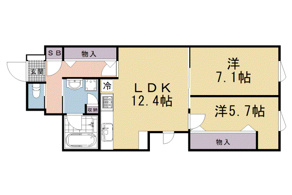 阪急電鉄京都線 大宮駅(京都) 徒歩4分 3階建 築1年(2LDK/2階)の間取り写真