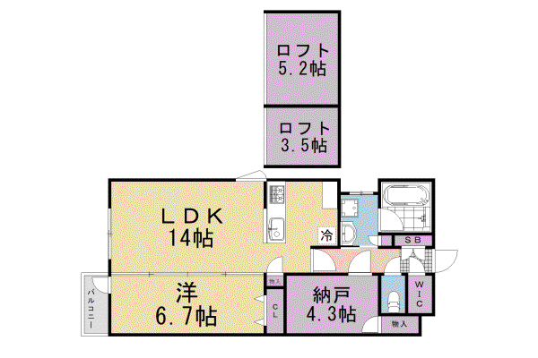 阪急電鉄京都線 大宮駅(京都) 徒歩4分 3階建 築1年(1SLDK/3階)の間取り写真