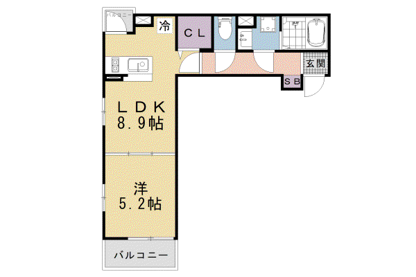 フォルトゥーナ(1LDK/2階)の間取り写真