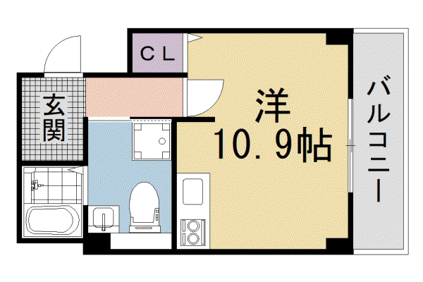 京阪電気鉄道京阪線 枚方市駅 徒歩4分 5階建 新築(ワンルーム/3階)の間取り写真