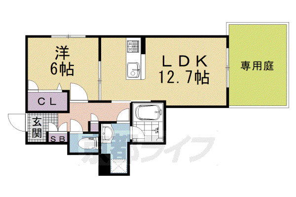 山陰本線 二条駅 徒歩10分 3階建 新築(1LDK/1階)の間取り写真