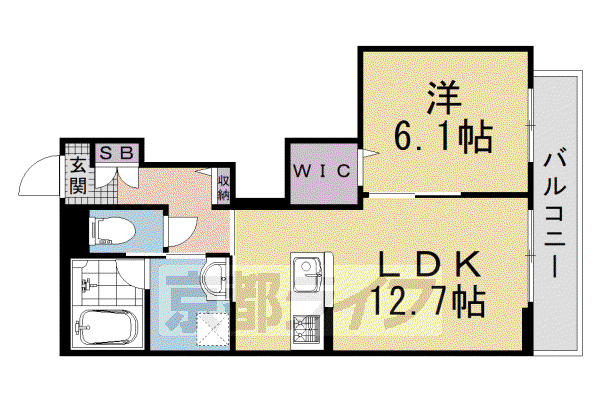山陰本線 二条駅 徒歩10分 3階建 新築(1LDK/2階)の間取り写真