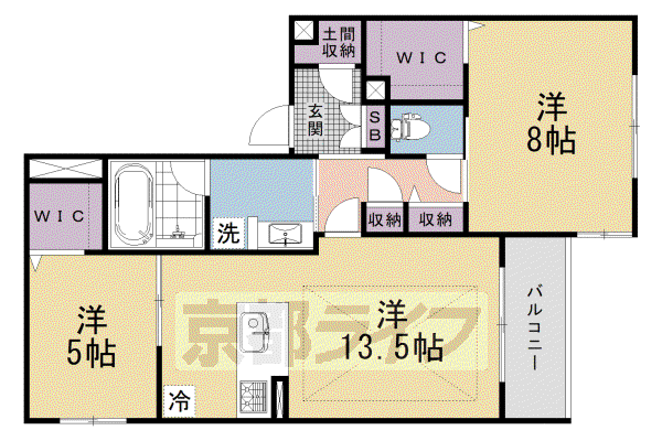 京都市烏丸線 烏丸御池駅 徒歩9分 4階建 新築(2LDK/2階)の間取り写真