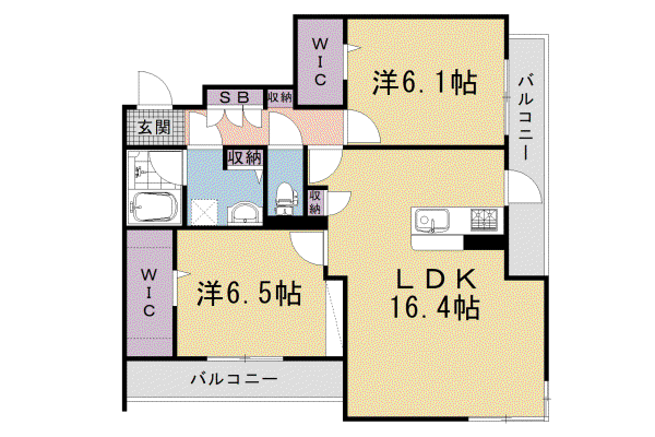 山陰本線 太秦駅(ＪＲ) 徒歩7分 3階建 新築(2LDK/2階)の間取り写真