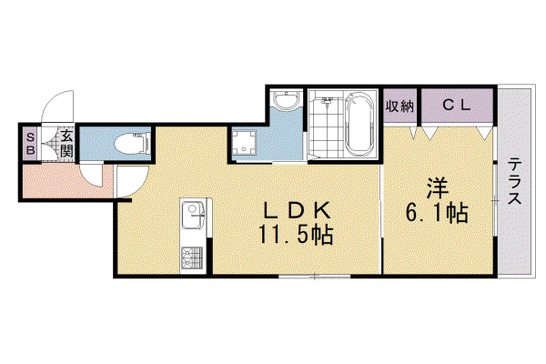 山陰本線 花園駅(京都) 徒歩8分 3階建 新築(1LDK/1階)の間取り写真