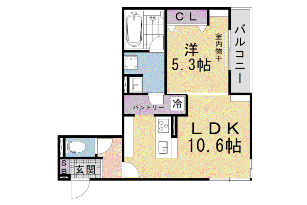 CHAINON(1LDK/2階)の間取り写真