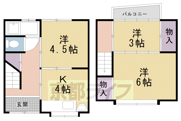 京都市烏丸線 北山駅(京都) 徒歩22分 2階建 築62年(3DK)の間取り写真