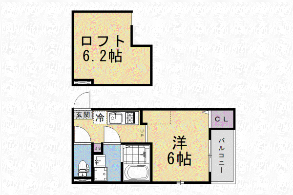 奈良線 ＪＲ藤森駅 徒歩9分 2階建 築1年(1K/1階)の間取り写真