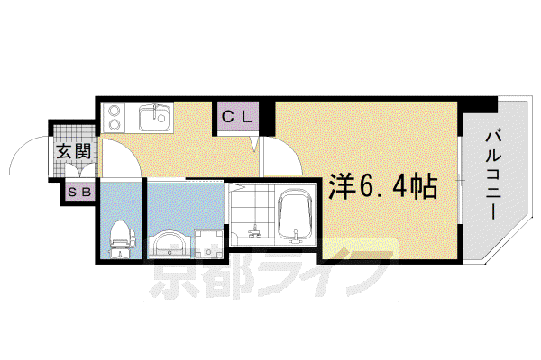 京福嵐山本線 蚕ノ社駅 徒歩4分 5階建 築1年(1K/5階)の間取り写真