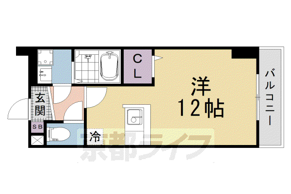 サニーサイドテラスK(ワンルーム/3階)の間取り写真
