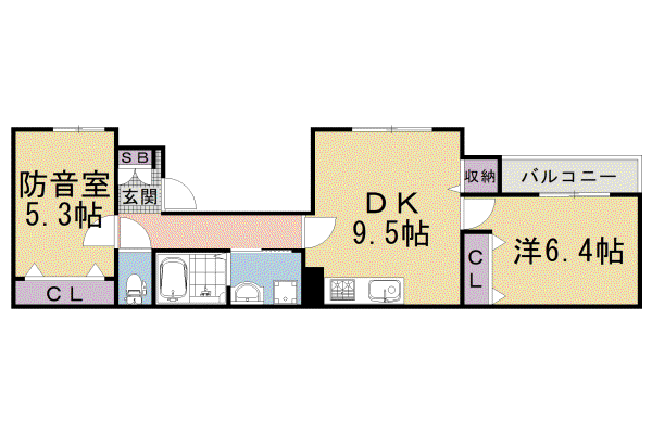 阪急電鉄京都線 西院駅(阪急) 徒歩5分 3階建 新築(2LDK/1階)の間取り写真