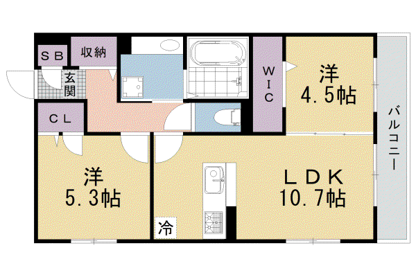 山陰本線 二条駅 徒歩5分 3階建 新築(2LDK/1階)の間取り写真