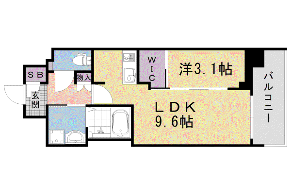 ソルテラス京都西院 悠洛(1LDK/5階)の間取り写真
