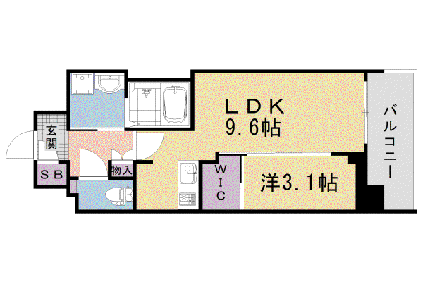ソルテラス京都西院 悠洛(1LDK/3階)の間取り写真