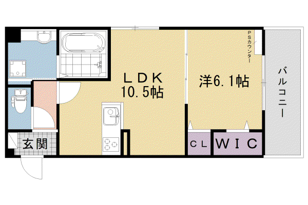 近鉄京都線 伏見駅(京都) 徒歩10分 3階建 築1年(1LDK/1階)の間取り写真