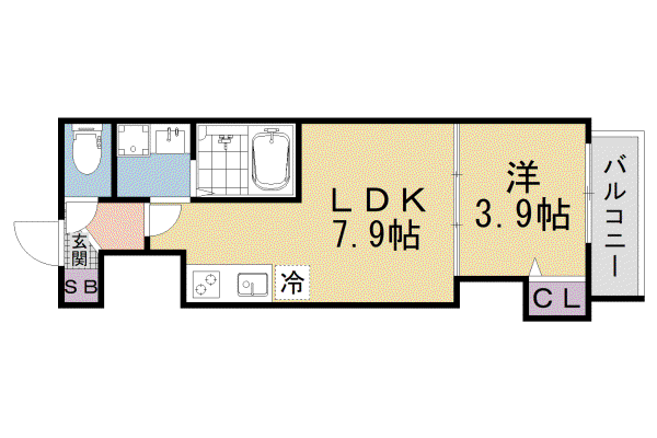 京都市東西線 椥辻駅 徒歩11分 3階建 築1年(1LDK/1階)の間取り写真