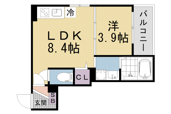 京都市東西線 椥辻駅 徒歩11分 3階建 築1年(1LDK/3階)の間取り写真