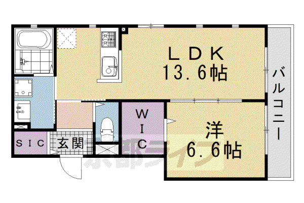 東海道本線 西大路駅 徒歩18分 2階建 新築(1LDK/1階)の間取り写真