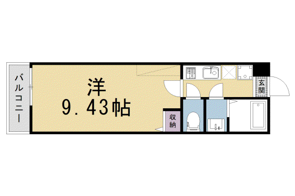 フラッティ三軒町(1K/3階)の間取り写真