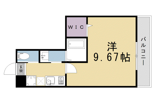 フラッティ三軒町(1K/3階)の間取り写真