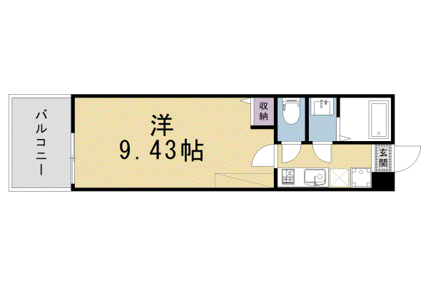 フラッティ三軒町(1K/1階)の間取り写真