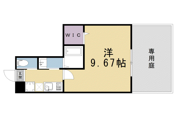 フラッティ三軒町(1K/1階)の間取り写真