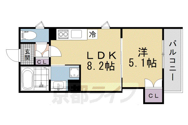京阪電気鉄道京阪線 牧野駅 徒歩14分 3階建 築1年(1LDK/3階)の間取り写真