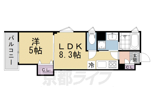 京阪電気鉄道京阪線 牧野駅 徒歩14分 3階建 築1年(1LDK/3階)の間取り写真