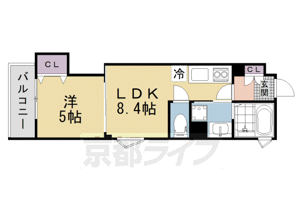 京阪電気鉄道京阪線 牧野駅 徒歩14分 3階建 築1年(1LDK/1階)の間取り写真