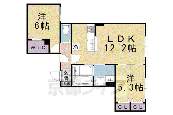 京都市東西線 東野駅(京都) 徒歩4分 2階建 新築(2LDK/1階)の間取り写真