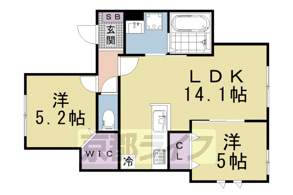 京都市東西線 東野駅(京都) 徒歩4分 2階建 新築(2LDK/2階)の間取り写真