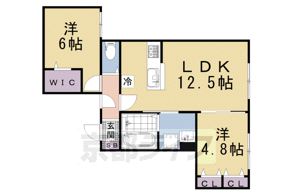 京都市東西線 東野駅(京都) 徒歩4分 2階建 新築(2LDK/2階)の間取り写真