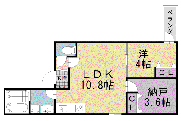 京都市東西線 東野駅(京都) 徒歩6分 3階建 築1年(1SLDK/2階)の間取り写真