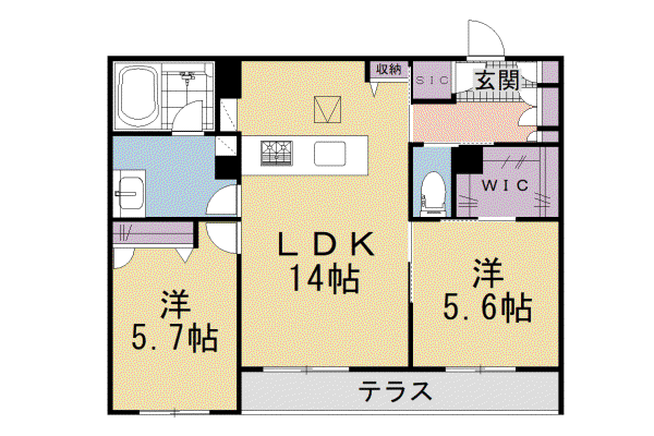 片町線 西木津駅 徒歩8分 2階建 新築(2LDK/1階)の間取り写真