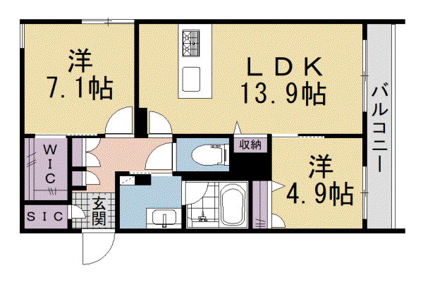 片町線 西木津駅 徒歩8分 2階建 新築(2LDK/2階)の間取り写真