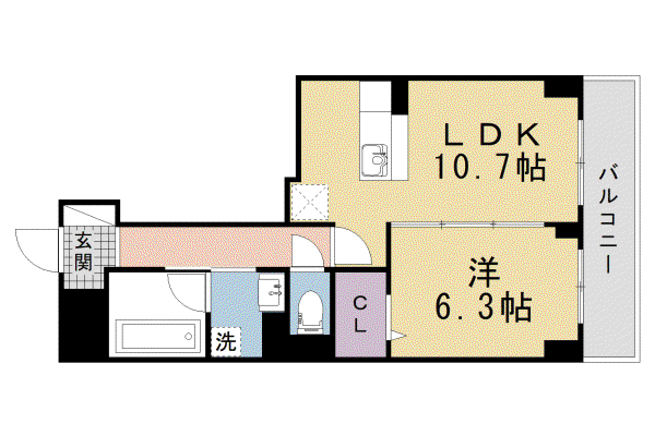 京阪電気鉄道鴨東線 出町柳駅 徒歩4分 6階建 新築(1LDK/2階)の間取り写真