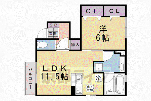 ドルフ東矢倉(1LDK/1階)の間取り写真