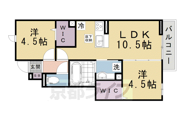 MAHALO膳所本町(2LDK/1階)の間取り写真