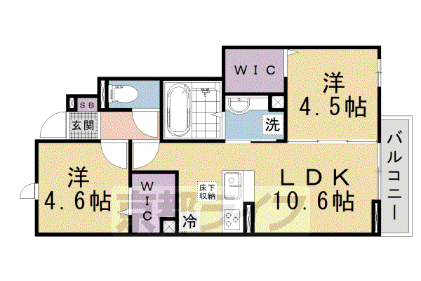 MAHALO膳所本町(2LDK/1階)の間取り写真
