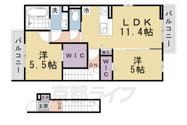 MAHALO膳所本町(2LDK/1階)の間取り写真