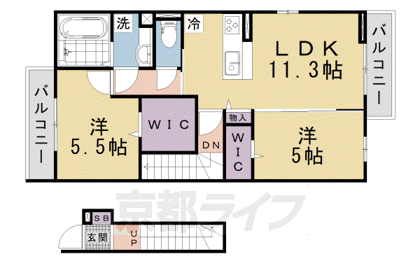 MAHALO膳所本町(2LDK/1階)の間取り写真