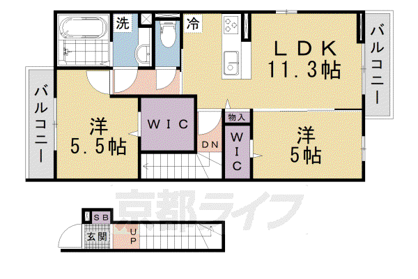 MAHALO膳所本町(2LDK/1階)の間取り写真