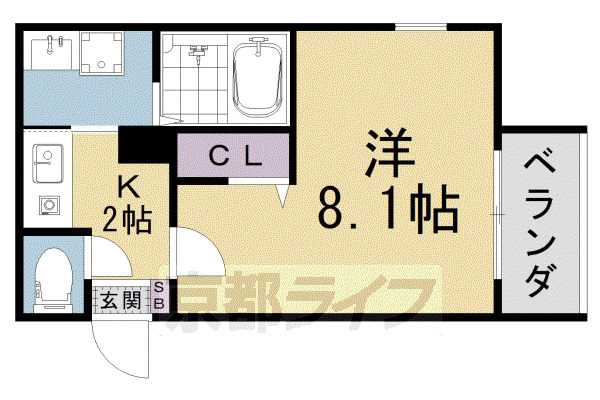 京都市東西線 椥辻駅 徒歩11分 3階建 新築(1K/1階)の間取り写真