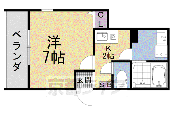 京都市東西線 椥辻駅 徒歩11分 3階建 新築(1K/2階)の間取り写真